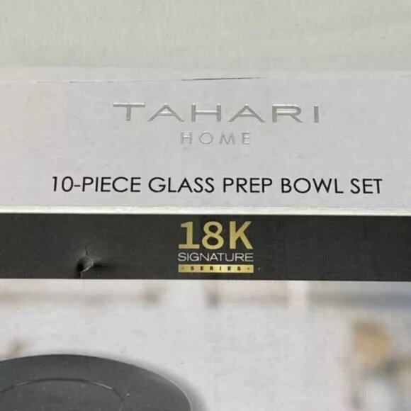 TAHARI Home Glass Nesting Prep Bowl Set Stackable 10-Pc Kitchen Cooking Baking - Picture 7 of 11